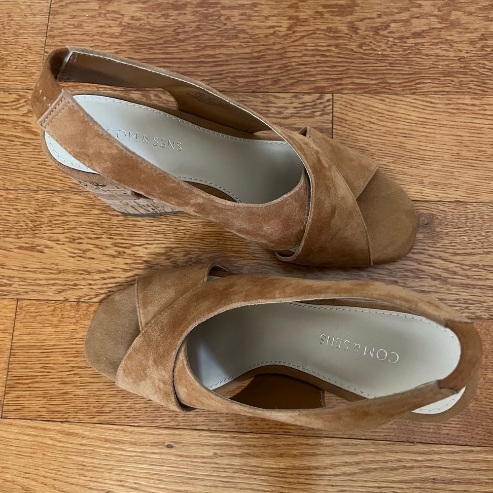 Com & Sens Tan Suede Wedges - Picture 3 of 5